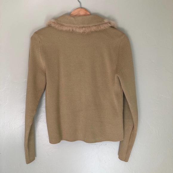 CYNTHIA CYNTHIA STEFFE Women's Tan Suede/Rabbit Fur/Knit Three Button Coat sz M - Picture 7 of 8